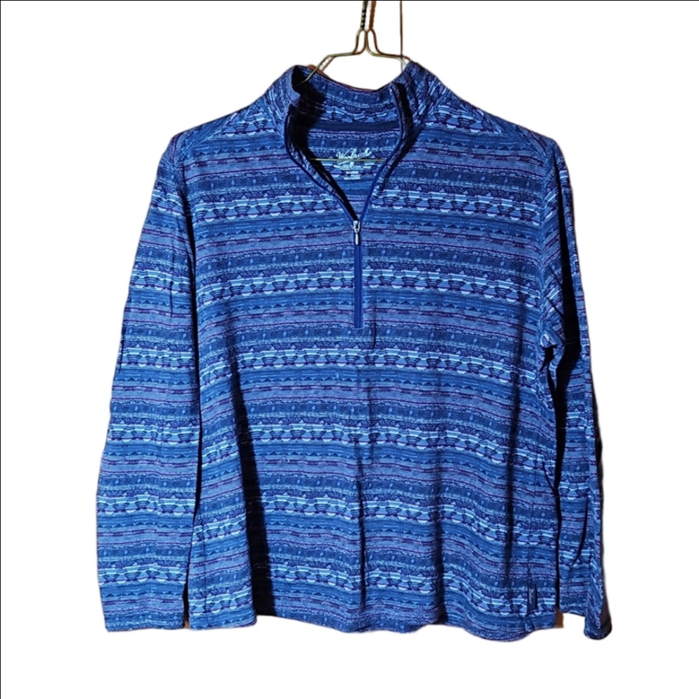 Woolrich 1/2 Zip Long Sleeve Top 100% cotton Made in India Size M